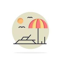 ícone de cor plana de fundo de círculo abstrato de férias espreguiçadeira de praia vetor