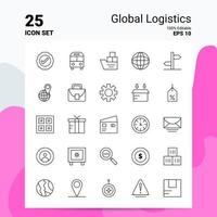 25 conjunto global de ícones de logística 100 eps editáveis 10 arquivos de conceito de logotipo de negócios ideias de design de ícone de linha vetor