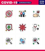 conjunto de ícones de prevenção de coronavírus 2019ncov covid19 vírus bactérias toque proteção mãos vírus viral doença de 2019nov vetor elementos de design