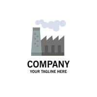 modelo de logotipo de negócios de fumaça de produção de poluição de fábrica cor plana vetor