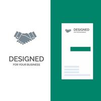 acordo acordo aperto de mão parceiro de negócios design de logotipo cinza e modelo de cartão de visita vetor
