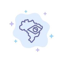 bandeira do mapa ícone azul do brasil no fundo abstrato da nuvem vetor