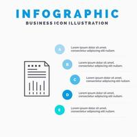 ícone de linha de relatório de papel de gráfico financeiro de dados de negócios de planilha com fundo de infográficos de apresentação de 5 etapas vetor