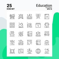 25 conjunto de ícones de educação 100 eps editáveis 10 arquivos de conceito de logotipo de negócios idéias de design de ícone de linha vetor