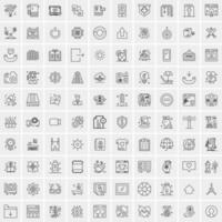 pacote de 100 ícones de linha universal para mobile e web vetor
