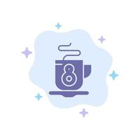 ícone azul quente de chá de café no fundo da nuvem abstrata vetor