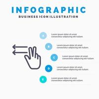 ícone de linha de esquerdas de gesto de dedos com fundo de infográficos de apresentação de 5 etapas vetor