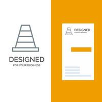 design de logotipo cinza de ferramenta de construção de cone e modelo de cartão de visita vetor