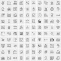 pacote de 100 ícones de linha universal para mobile e web vetor
