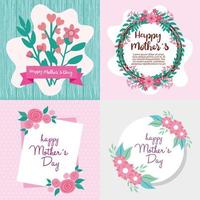 conjunto de cartas de feliz dia das mães com decoração de flores vetor