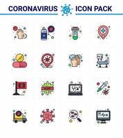 prevenção de coronavírus 25 conjunto de ícones azul droga proteção médica localização vírus vírus viral doença 2019nov vetor elementos de design