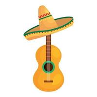 guitarra mexicana isolada com desenho vetorial de chapéu vetor