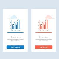 análise de gráfico diagrama de negócios estatísticas de marketing tendências azul e vermelho baixe e compre agora modelo de cartão de widget da web vetor