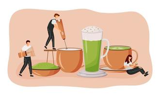 ilustração em vetor matcha latte flat concept