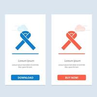 conscientização de fita câncer azul e vermelho baixe e compre agora modelo de cartão de widget da web vetor
