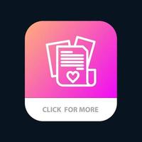 arquivo amor coração casamento aplicativo móvel botão android e ios linha versão vetor