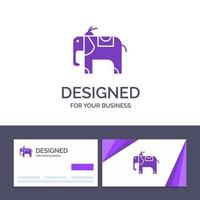 cartão de visita criativo e modelo de logotipo ilustração em vetor animal elefante