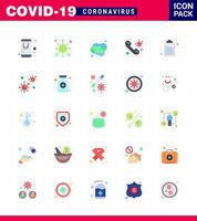 pacote de ícones de 25 cores planas da doença do vírus corona, como na consulta de sabão de chamada corona viral coronavírus 2019nov doença vetor elementos de design