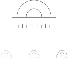 design desenho educação geometria negrito e fino conjunto de ícones de linha preta vetor