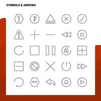 conjunto de ícones de linha de setas de símbolos conjunto 25 ícones design de estilo de minimalismo vetorial conjunto de ícones pretos pacote de pictograma linear vetor