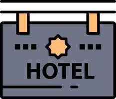 placa de sinal do hotel localização modelo de banner de ícone de vetor de cor plana