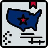 modelo de banner de ícone de vetor de ícone de cor plana de mapa de bandeira americana