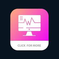 botão de aplicativo móvel de batimentos cardíacos de hospital médico android e ios versão glifo vetor