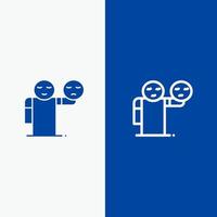 homem mão emojis linha de saúde e ícone sólido glifo banner azul linha e ícone sólido glifo banner azul vetor