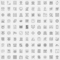 pacote de 100 ícones de linha universal para mobile e web vetor