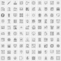 pacote de 100 ícones de linha universal para mobile e web vetor