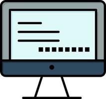 modelo de banner de ícone de vetor de ícone de cor plana de educação de texto de monitor de computador
