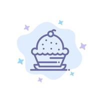 bolo sobremesa muffin doce ícone azul de ação de graças no fundo da nuvem abstrata vetor