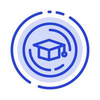 ícone de linha de linha pontilhada azul de formatura de educação cap vetor