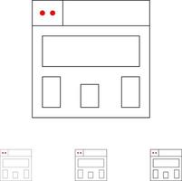 layout de design gráfico conjunto de ícones de linha preta em negrito e fino vetor