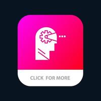 botão de aplicativo móvel da mente do processo cognitivo android e ios versão do glifo vetor
