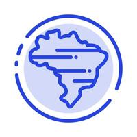 ícone da linha pontilhada azul do país do mapa do brasil vetor