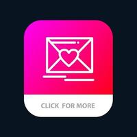 e-mail amor coração casamento botão de aplicativo móvel versão de linha android e ios vetor