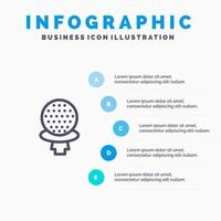 modelo de infográficos azul de hotel de jogo de esporte de golfe modelo de ícone de linha de vetor de 5 passos