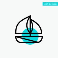 ícone de vetor de ponto de círculo de destaque turquesa de navio de barco de praia