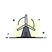 modelo de logotipo de negócios de energia eólica de turbina cor plana vetor