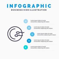 processe o ícone da linha de medicina de reprodução médica com fundo de infográficos de apresentação de 5 etapas vetor