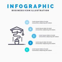 modelo de infográfico azul de educação on-line de graduação de mouse modelo de ícone de linha de vetor de 5 passos