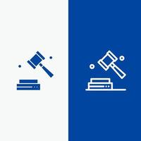 linha de lei digital de direitos autorais de negócios e ícone sólido de glifo banner azul linha e ícone sólido de glifo banner azul vetor