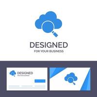 cartão de visita criativo e modelo de logotipo ilustração vetorial de pesquisa de pesquisa em nuvem vetor