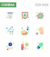 covid19 corona vírus prevenção de contaminação ícone azul 25 pack como remédio para as mãos vacina contra o vírus do coronavírus gripe viral coronavírus 2019nov elementos de design do vetor da doença