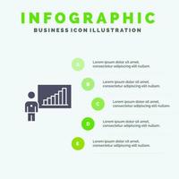 gráfico gráfico de negócios esforços sucesso ícone sólido infográficos fundo de apresentação de 5 etapas vetor
