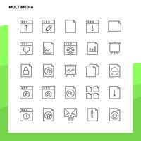 conjunto de ícones de linha multimídia conjunto de 25 ícones design de estilo de minimalismo vetorial conjunto de ícones pretos pacote de pictograma linear vetor