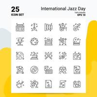25 conjunto de ícones do dia internacional do jazz 100 eps editáveis 10 arquivos conceito de logotipo de negócios ideias design de ícone de linha vetor