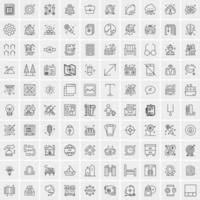 pacote de 100 ícones de linha universal para mobile e web vetor
