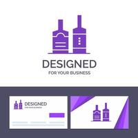 cartão de visita criativo e modelo de logotipo ilustração vetorial de garrafas de garrafa de bebida alcoólica vetor